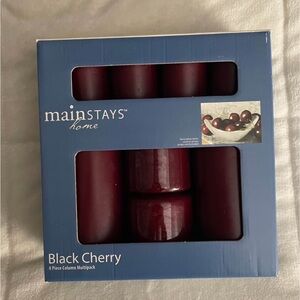 Mainstays Black Cherry Red Brand New 8 Piece Candle Column Multipack Vintage Set